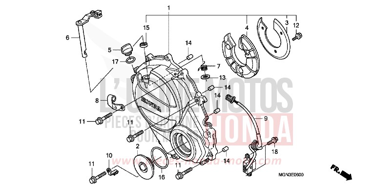 PANNEAU CARTER-MOTEUR D. de CBF600N ABS DRAGON GREEN METALLIC (GY139) de 2010